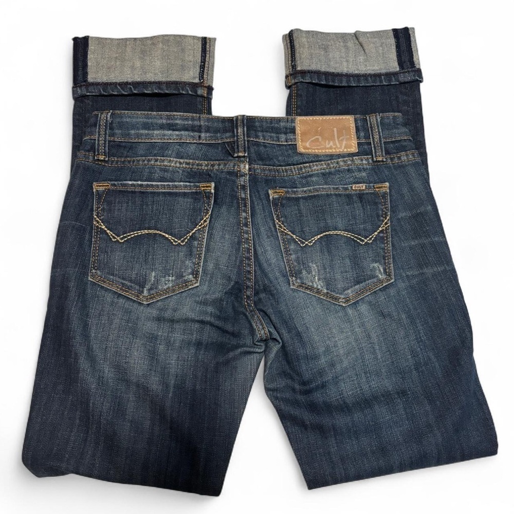 Cult of Individuality Jeans Sz 28 Distressed Straight Cuff Hem Mid Rise Stretch - Picture 5 of 6
